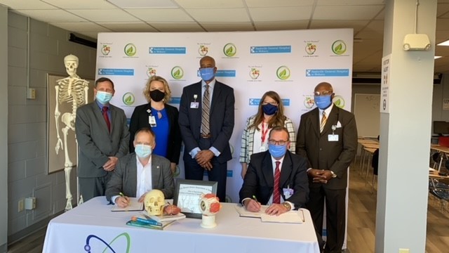 Front (left to right):  Mitch Edgeworth and Craig Shephard. Back (left to right): Bryan Sisk, Ferrol Thomas, Dr. Joseph Webb, Charlene Russell, Dr. Rubin Cockrell