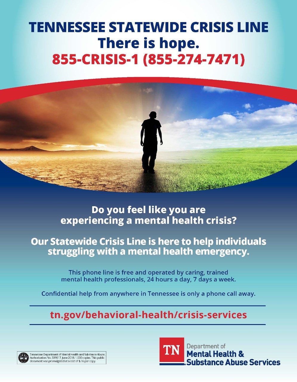 New Crisis Flyer July 2018 Crisis Hotline Flyer with Man Walking From Darkness to Light