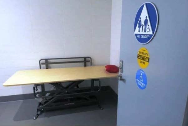an example of a full-size, height-adjustable changing space. an example of a full-size, height-adjustable changing space.