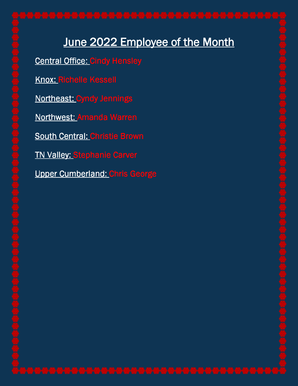 June 2022 Employee of the Month