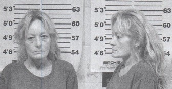 woman booking photo