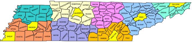 Tennessee Health Regions and Counties Tennessee Health Regions and Counties Map