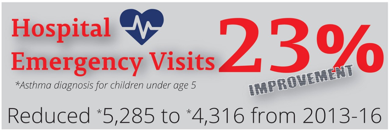 Hospital Emergency Visits Reduced *5,285 to *4,316 from 2013-16