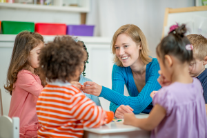 Children with day care teacher_WEB