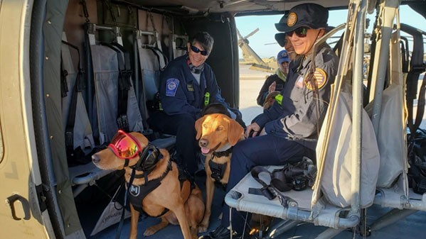 K9 urban search and rescue teams prepare to fly on a Blackhawk with the Tennessee National Guard’s 1-230th Assault Helicopter Battalion to remote sites affected by Hurricane Ian. (Submitted photo) K9 urban search and rescue teams prepare to fly on a Blackhawk with the Tennessee National Guard’s 1-230th Assault Helicopter Battalion to remote sites affected by Hurricane Ian. (Submitted photo)