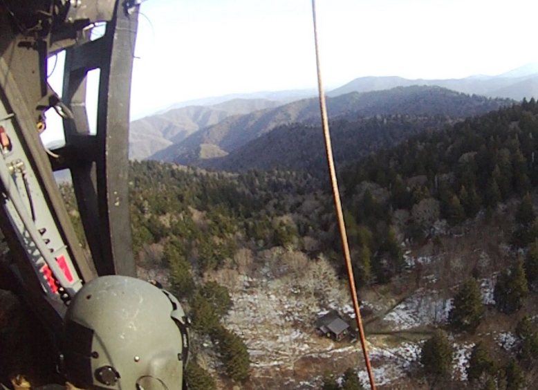 A Tennessee National Guard flight crew arrives to rescue an ill hiker on the Appalachian Trail, Mar. 15. The Tennessee National Guard conducted the emergency air evacuation mission after being notified of a severely ill hiker in the Great Smoky Mountain National Park near Double Spring Gap Shelter. (Courtesy photo from the Tennessee National Guard) A Tennessee National Guard flight crew arrives to rescue an ill hiker on the Appalachian Trail, Mar. 15. The Tennessee National Guard conducted the emergency air evacuation mission after being notified of a severely ill hiker in the Great Smoky Mountain National Park near Double Spring Gap Shelter. (Courtesy photo from the Tennessee National Guard)