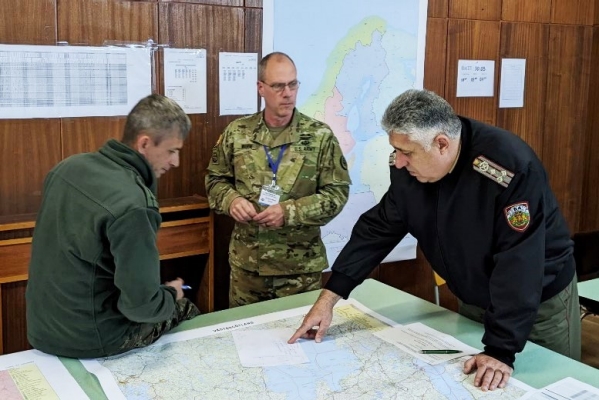 Lt. Col. Kevin Wilson, Executive Officer for the Joint Adaptive Battle Staff, meets with Bulgarian officials during a planning brief in Sofia, Bulgaria. Five members of the Tennessee National Guard traveled to Bulgaria to participate in Viking 22, a multi-national, NATO-led peacekeeping exercise simulating a humanitarian crises. (submitted photo) Lt. Col. Kevin Wilson, Executive Officer for the Joint Adaptive Battle Staff, meets with Bulgarian officials during a planning brief in Sofia, Bulgaria. Five members of the Tennessee National Guard traveled to Bulgaria to participate in Viking 22, a multi-national, NATO-led peacekeeping exercise simulating a humanitarian crises. (submitted photo)