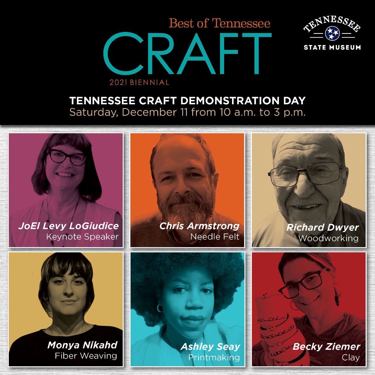 Tennessee Craft Demo Day Artists Graphic Tennessee Craft Demo Day Artists Graphic