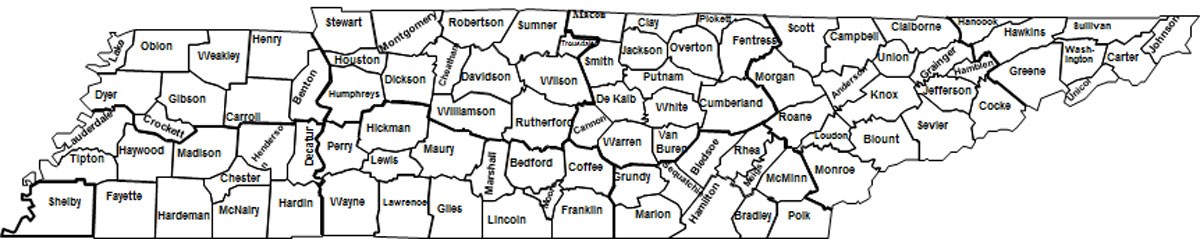 Tennessee County Map Tennessee County Map