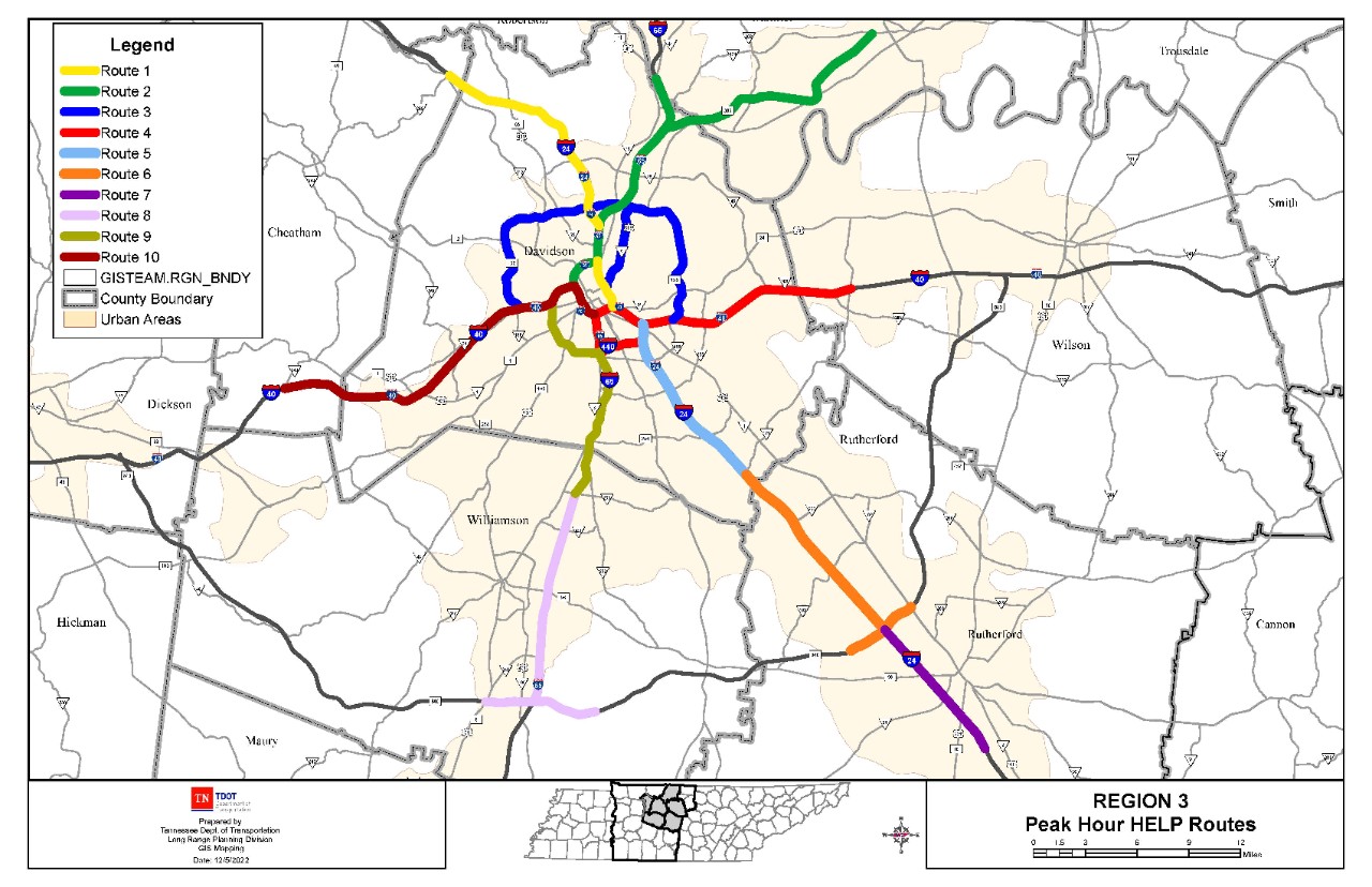 HELP Truck Peak Hour Routes Region 3 HELP Truck Peak Hour Routes Region 3