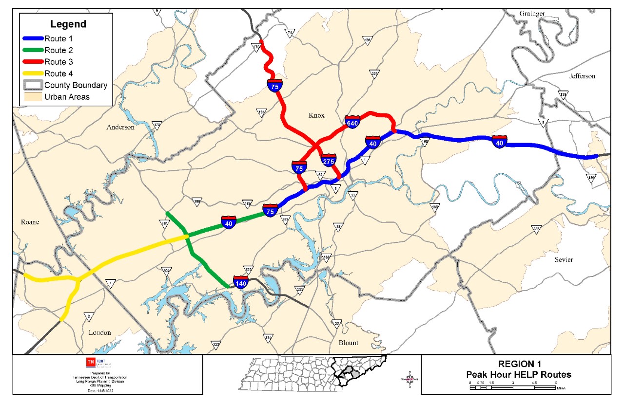 HELP Truck Peak Hour Routes Region 1 HELP Truck Peak Hour Routes Region 1