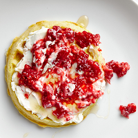 Waffle with Cream Cheese and Smashed Berries Waffle with Cream Cheese and Smashed Berries