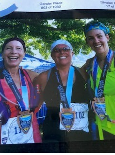 Christine and friends after running Christine and friends after running