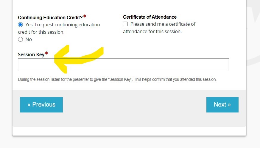 Type_The_Session_Key Screenshot showing where to type in the Session Key